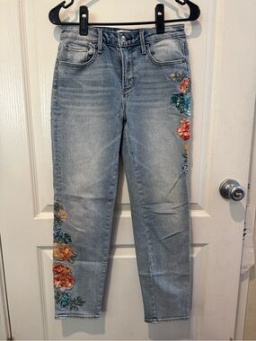 DRIFTWOOD Light Blue Denim Jeans with Floral Embroidery